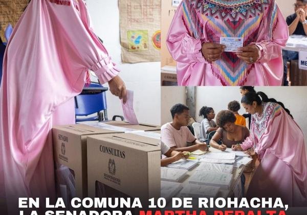 En la Comuna 10 de Riohacha, la senadora Martha Peralta Epieyú ejerció su derecho al voto