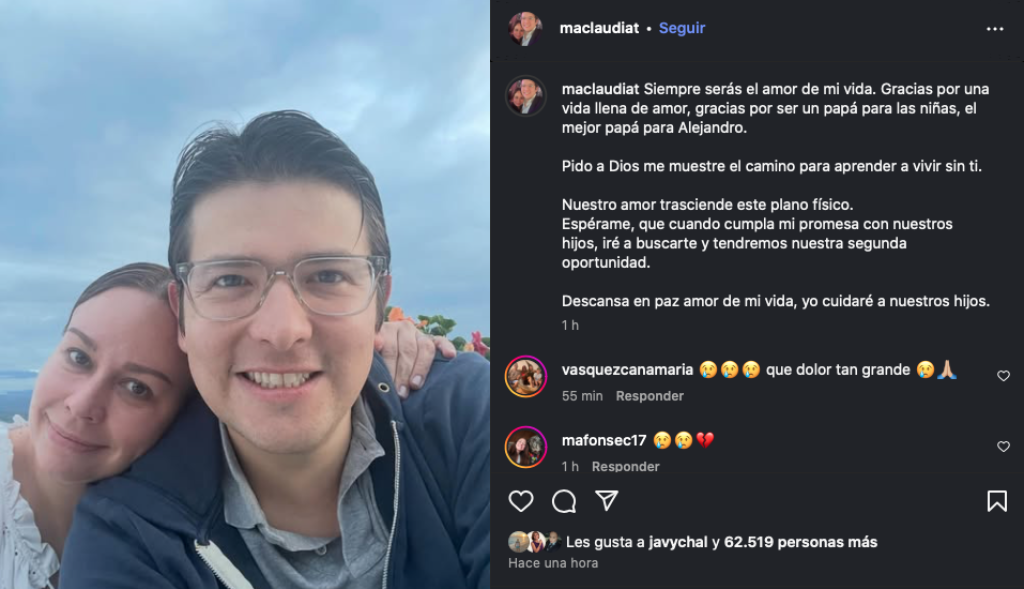 “Pido a Dios me muestre el camino para aprender a vivir sin ti”: el mensaje de Claudia Tarazona esposa de Miguel Uribe