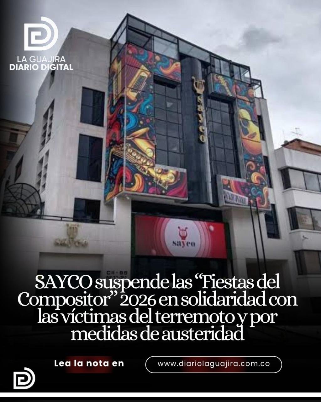 SAYCO suspende las “Fiestas del Compositor” 2026 en solidaridad con las víctimas del terremoto y por medidas de austeridad
