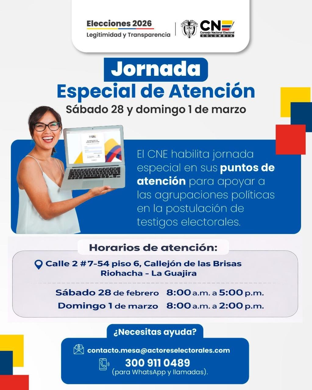 Consejo Nacional Electoral realizará jornada especial de atención en territorio este fin de semana