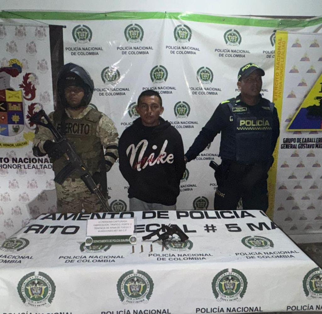 Policía y Ejército capturan en Maicao a ciudadano con arma de fuego ilegal