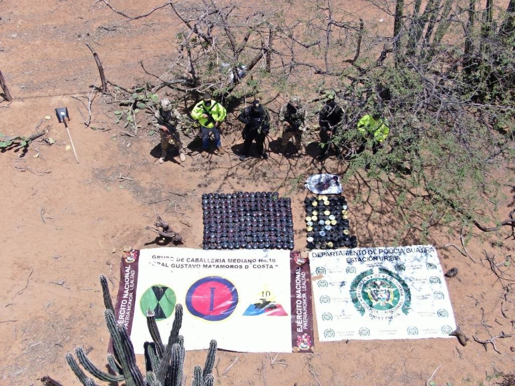 Ejército Nacional frustra plan criminal del GAO ELN con hallazgo de 235 minas antipersona en La Guajira